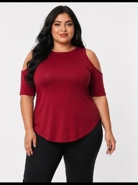 Boutique | Cold Shoulder Red Top | 2XL | Effortless Chic Everyday Sassy